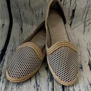 Eileen Fisher Taupe Woven Perforated Slip-On Flats